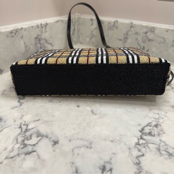 Plaid beaded Burberry-print Tote Bag with Black Straps - Picture 5 of 15